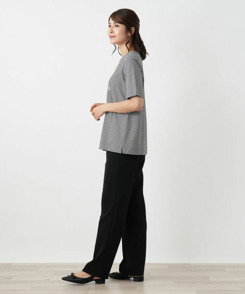 Leilian / レリアン Tシャツ | ボーダー刺繍Tシャツ【Leilian WHITE LABEL】 | 詳細2