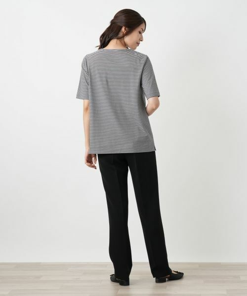 Leilian / レリアン Tシャツ | ボーダー刺繍Tシャツ【Leilian WHITE LABEL】 | 詳細3