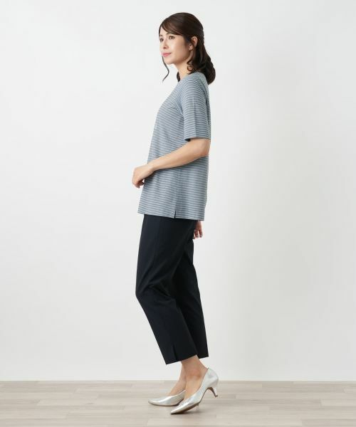 Leilian / レリアン Tシャツ | ボーダー刺繍Tシャツ【Leilian WHITE LABEL】 | 詳細5