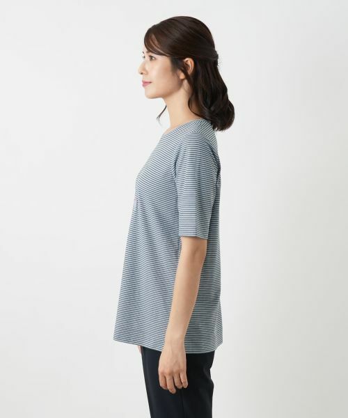 Leilian / レリアン Tシャツ | ボーダー刺繍Tシャツ【Leilian WHITE LABEL】 | 詳細8