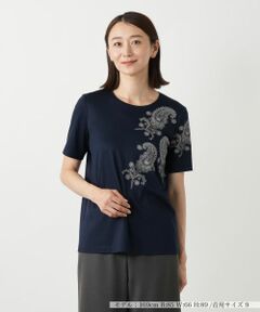 Leilian / レリアン Tシャツ | ペイズリー刺繍カットソー【ROCHAS Premiere】
