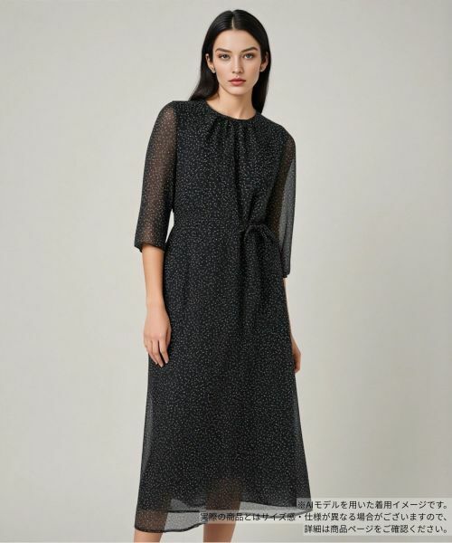 Leilian / レリアン ドレス | ドットフレアワンピース(ブラック)