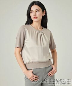 Leilian / レリアン ニット・セーター | 異素材切替ラメニット