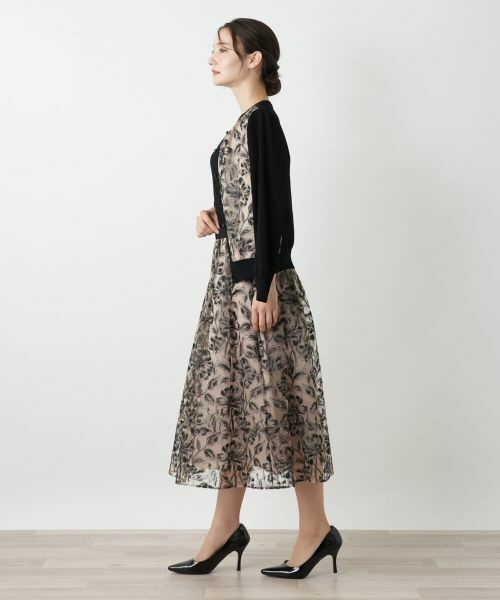 Leilian / レリアン ミニ・ひざ丈スカート | ボタニカル柄シアースカート | 詳細2