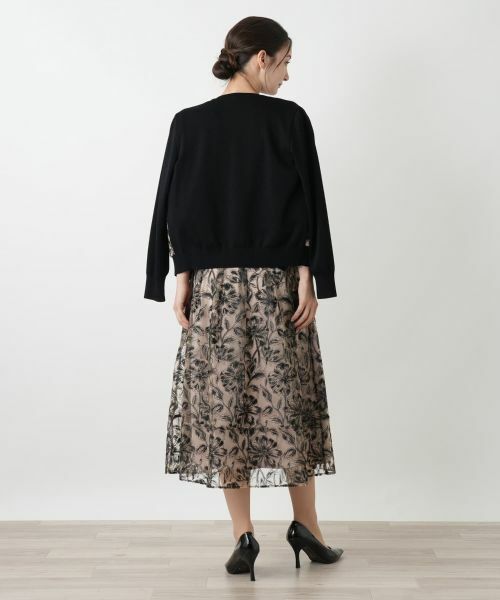 Leilian / レリアン ミニ・ひざ丈スカート | ボタニカル柄シアースカート | 詳細3