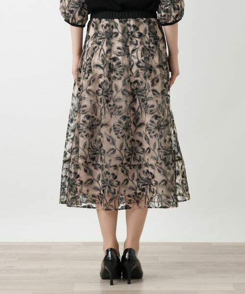 Leilian / レリアン ミニ・ひざ丈スカート | ボタニカル柄シアースカート | 詳細6