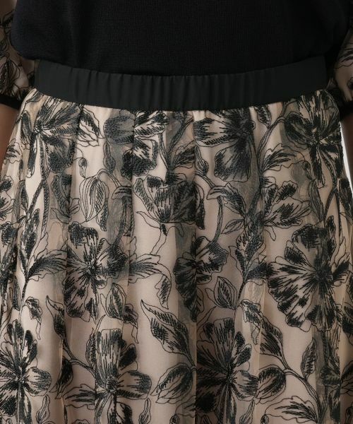 Leilian / レリアン ミニ・ひざ丈スカート | ボタニカル柄シアースカート | 詳細7