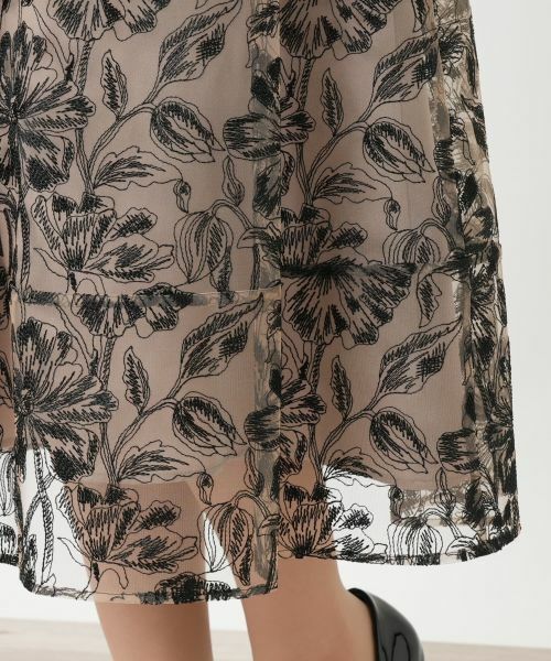 Leilian / レリアン ミニ・ひざ丈スカート | ボタニカル柄シアースカート | 詳細8