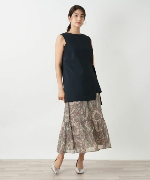 Leilian / レリアン ミニ・ひざ丈スカート | ペイズリー柄ティアードスカート | 詳細15
