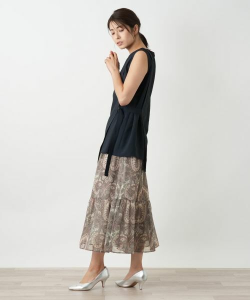 Leilian / レリアン ミニ・ひざ丈スカート | ペイズリー柄ティアードスカート | 詳細16