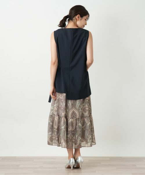 Leilian / レリアン ミニ・ひざ丈スカート | ペイズリー柄ティアードスカート | 詳細17