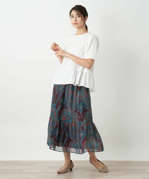Leilian / レリアン ミニ・ひざ丈スカート | ペイズリー柄ティアードスカート | 詳細18