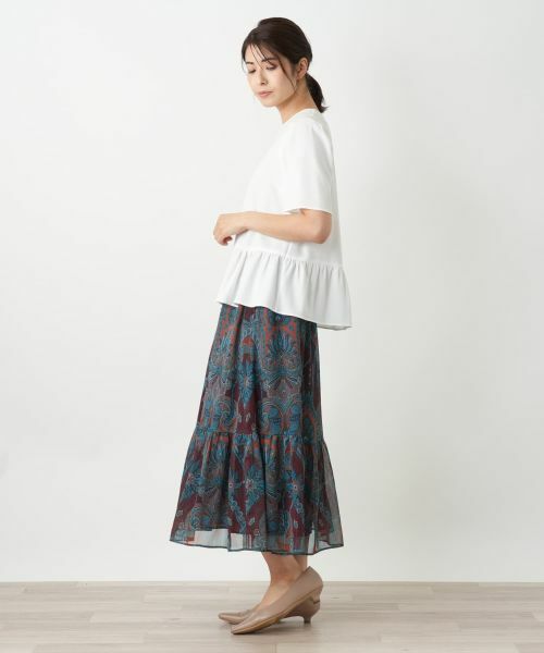 Leilian / レリアン ミニ・ひざ丈スカート | ペイズリー柄ティアードスカート | 詳細19