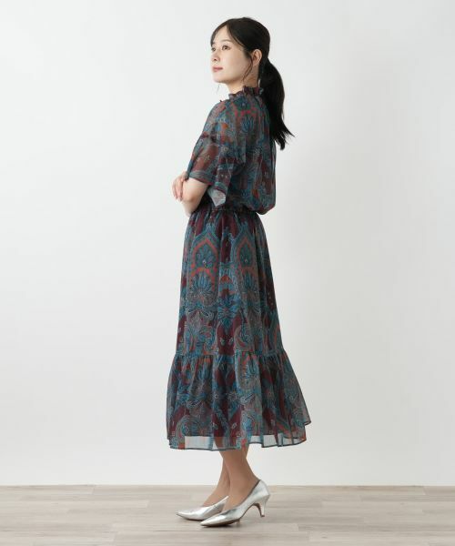 Leilian / レリアン ミニ・ひざ丈スカート | ペイズリー柄ティアードスカート | 詳細2