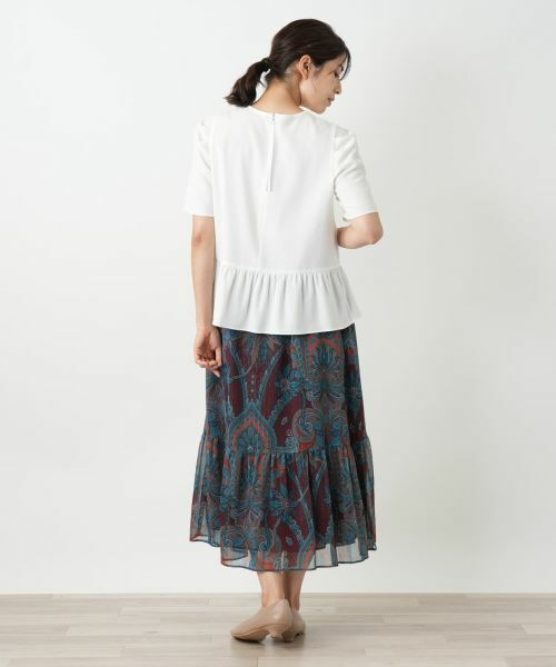 Leilian / レリアン ミニ・ひざ丈スカート | ペイズリー柄ティアードスカート | 詳細20