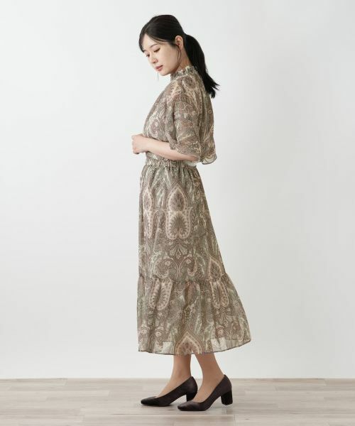 Leilian / レリアン ミニ・ひざ丈スカート | ペイズリー柄ティアードスカート | 詳細5