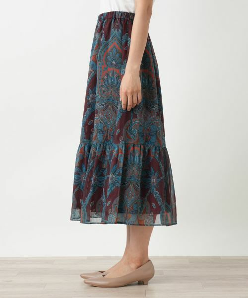 Leilian / レリアン ミニ・ひざ丈スカート | ペイズリー柄ティアードスカート | 詳細8