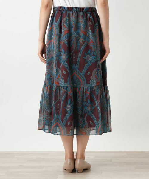 Leilian / レリアン ミニ・ひざ丈スカート | ペイズリー柄ティアードスカート | 詳細9