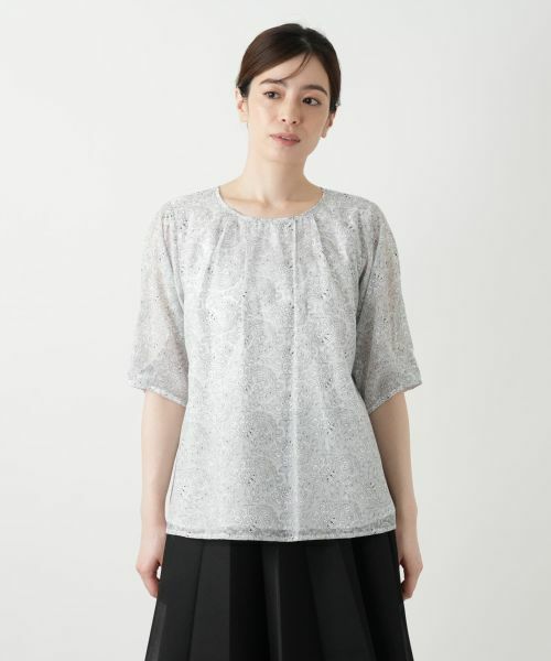 Leilian / レリアン シャツ・ブラウス | ボタニカル柄リボンブラウス | 詳細4