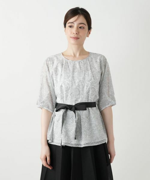 Leilian / レリアン シャツ・ブラウス | ボタニカル柄リボンブラウス | 詳細5