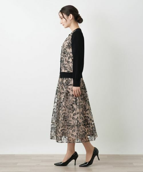 Leilian / レリアン カーディガン・ボレロ | ボタニカル柄切替カーディガン | 詳細2