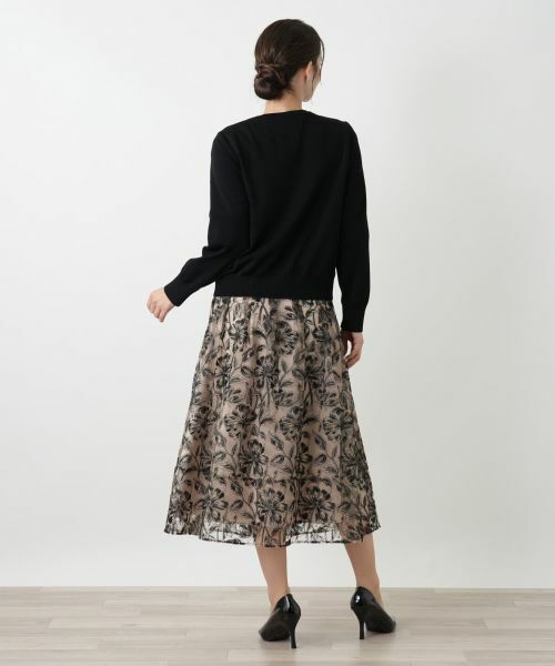 Leilian / レリアン カーディガン・ボレロ | ボタニカル柄切替カーディガン | 詳細3