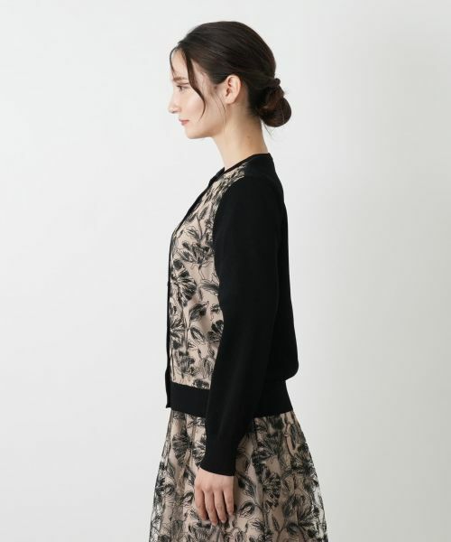 Leilian / レリアン カーディガン・ボレロ | ボタニカル柄切替カーディガン | 詳細5