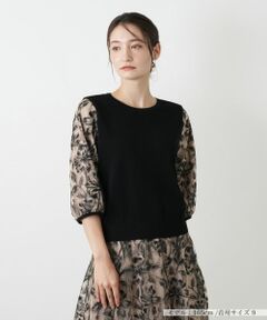 Leilian / レリアン ニット・セーター | レイヤード風ボタニカル柄ブラウス