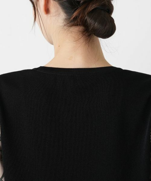 Leilian / レリアン ニット・セーター | レイヤード風ボタニカル柄ブラウス | 詳細8