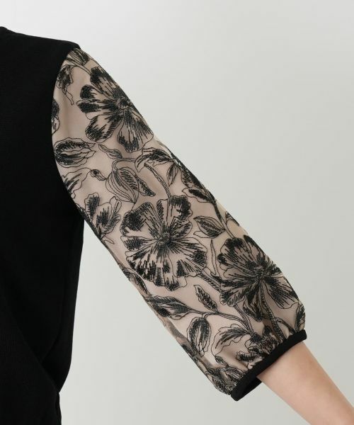 Leilian / レリアン ニット・セーター | レイヤード風ボタニカル柄ブラウス | 詳細9