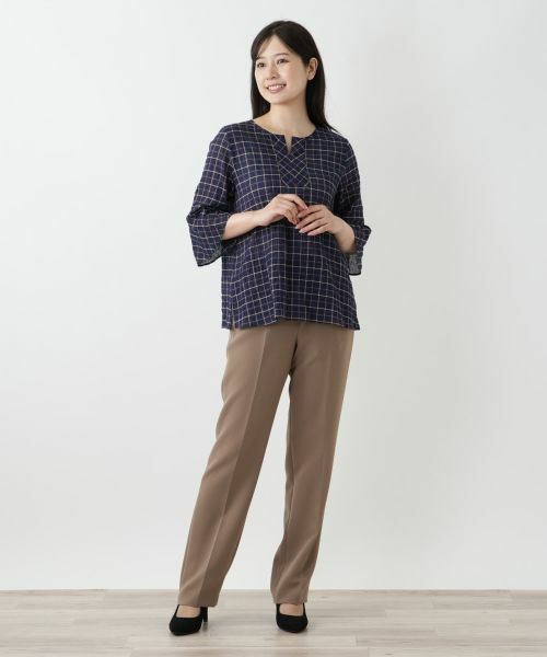 Leilian / レリアン シャツ・ブラウス | チェック柄フレアスリーブブラウス【Leilian WHITE LABEL】 | 詳細1