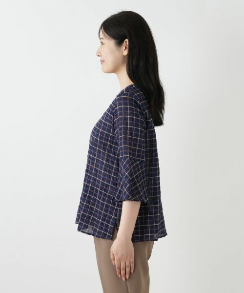 Leilian / レリアン シャツ・ブラウス | チェック柄フレアスリーブブラウス【Leilian WHITE LABEL】 | 詳細5