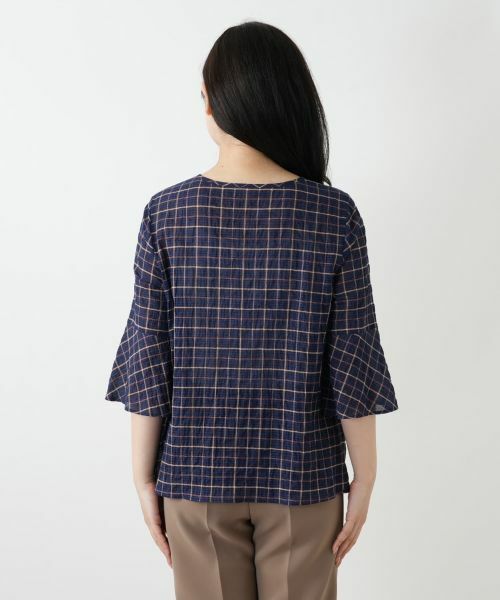 Leilian / レリアン シャツ・ブラウス | チェック柄フレアスリーブブラウス【Leilian WHITE LABEL】 | 詳細6