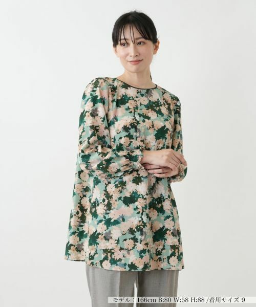 Leilian/レリアン 花柄チュニックブラウス【Leilian WHITE LABEL】 グリーン 9(M) Leilian/レリアン 花柄チュニックブラウス【Leilian WHITE LABEL】 グリーン 9(M)