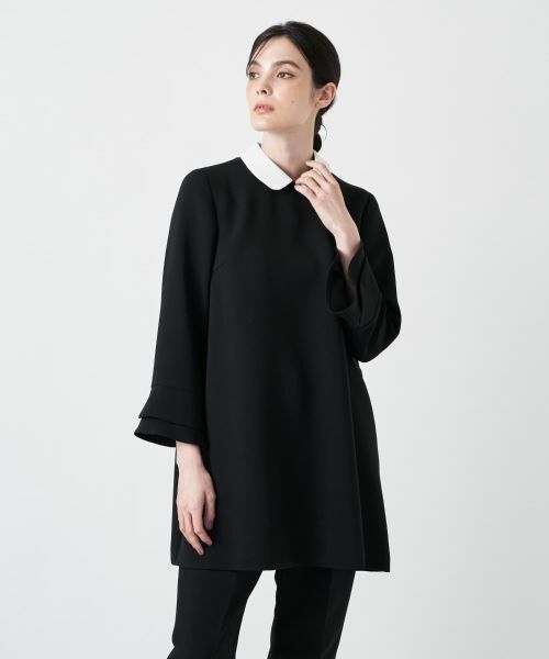 Leilian / レリアン シャツ・ブラウス | ラウンドカラーチュニックブラウス(ブラック)