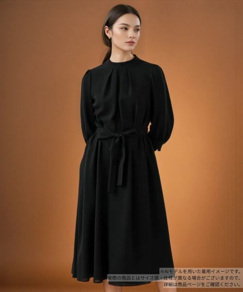 Leilian / レリアン ドレス | スタンドカラーワンピース(ブラック)