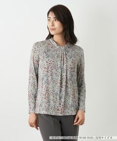 Leilian / レリアン カットソー | 小花柄バンドカラーブラウス【BINDA】