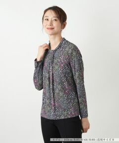 Leilian / レリアン カットソー | 小花柄バンドカラーブラウス【BINDA】