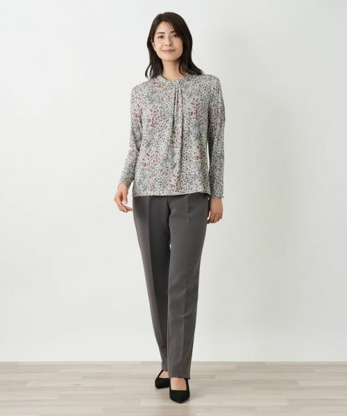 Leilian / レリアン カットソー | 小花柄バンドカラーブラウス【BINDA】 | 詳細1