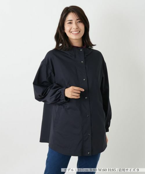 Leilian/レリアン 【はっ水加工素材】2WAYフーデッドロングジャケット ネイビー 9(M)