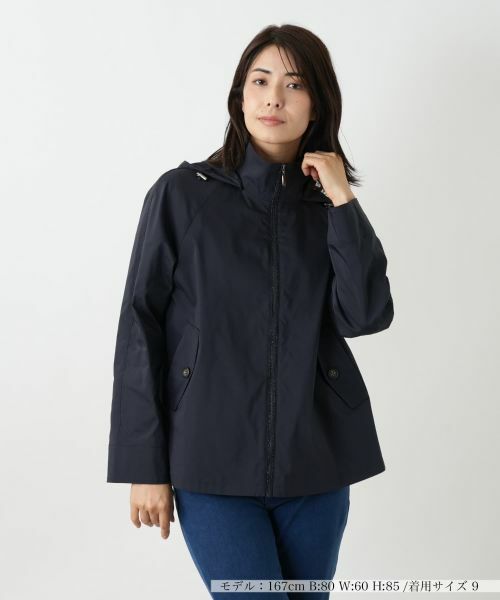 Leilian / レリアン テーラードジャケット | 【はっ水加工素材】2WAYフーデッドジャケット(ネイビー)