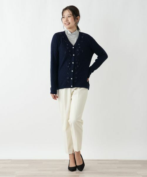Leilian / レリアン カーディガン・ボレロ | 刺繍Vラインカーディガン【CORSINI & PROTI】 | 詳細1