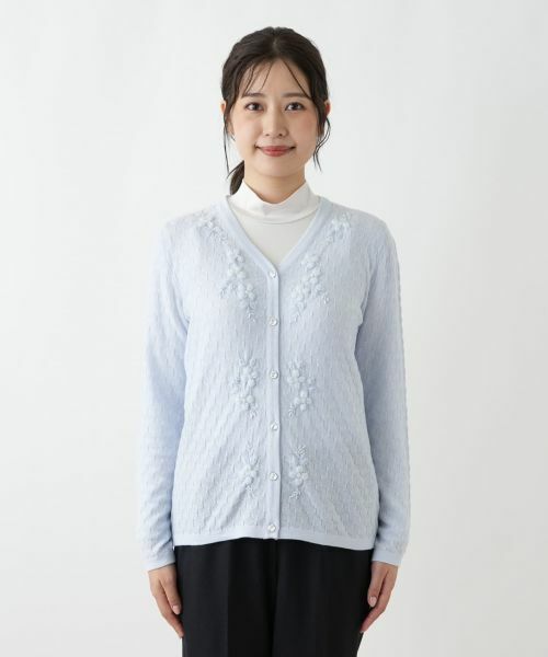 Leilian / レリアン カーディガン・ボレロ | 刺繍Vラインカーディガン【CORSINI & PROTI】 | 詳細10