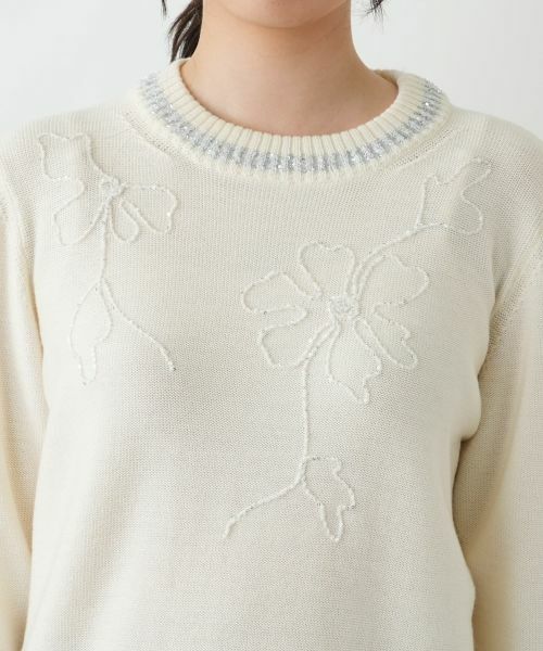 Leilian / レリアン ニット・セーター | 刺繍クルーネックニット【CORSINI & PROTI】 | 詳細10