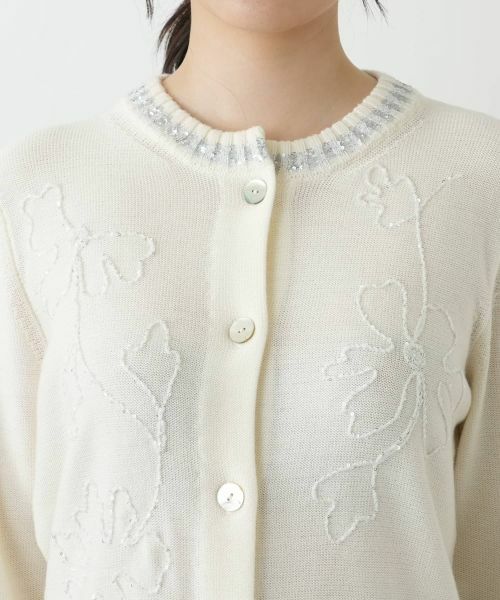 Leilian / レリアン カーディガン・ボレロ | 刺繍クルーネックカーディガン【CORSINI & PROTI】 | 詳細10