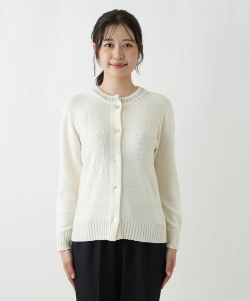 Leilian / レリアン カーディガン・ボレロ | 刺繍クルーネックカーディガン【CORSINI & PROTI】 | 詳細7