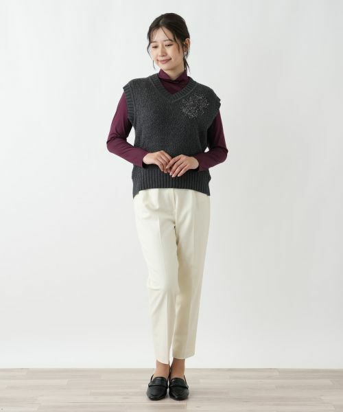 Leilian / レリアン テーラードジャケット | 刺繍Vネックニットベスト【CORSINI & PROTI】 | 詳細1