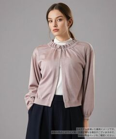 Leilian / レリアン カーディガン・ボレロ | ラメフリルネックカーディガン