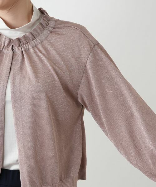 Leilian / レリアン カーディガン・ボレロ | ラメフリルネックカーディガン | 詳細12