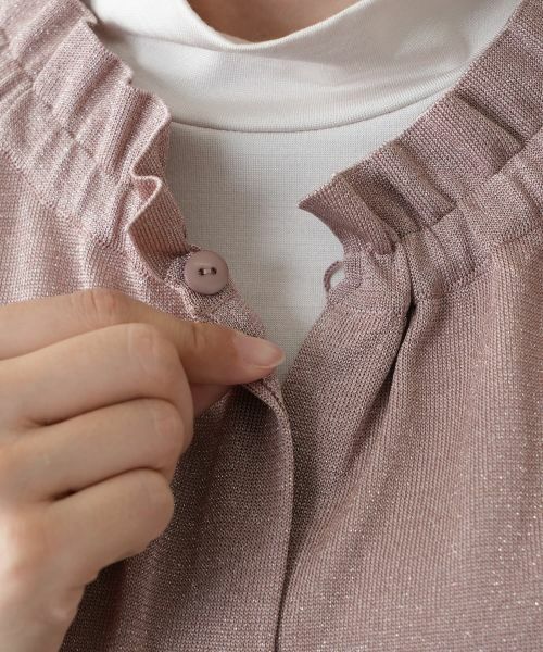 Leilian / レリアン カーディガン・ボレロ | ラメフリルネックカーディガン | 詳細14